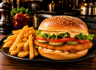 Tavuk Burger & Patates Kızartması görseli