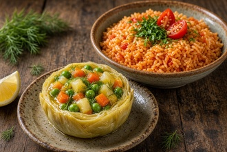 Zeytinyağlı Enginar & Domatesli Pilav görseli