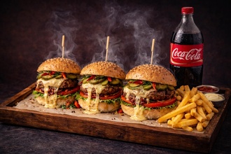 Üç Kardeş Cheese Burger & Coca Cola (1 Lt) görseli