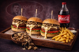 Üç Kardeş Mantarlı Burger & Coca Cola (1Lt) görseli