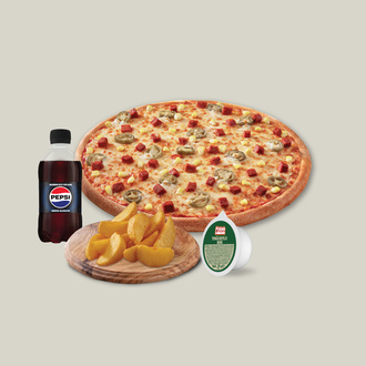 Küçük Boy Pizza + Dilediğin Yan Ürün + Pepsi Zero Sugar (330 Ml.) görseli