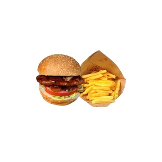 Bbq Soslu Burger & Patates Kızartması görseli