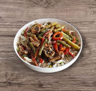 Tavuklu Pilav Üstü Acılı Kuşkonmazlı Mantar Sote görseli