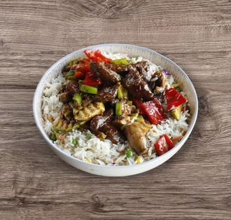 Sebzeli Pilav Üstü Acılı Mantarlı Dana Eti görseli