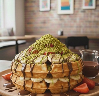 Muzlu Çilekli Waffle görseli