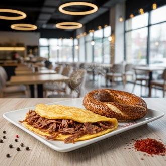 Kavurmalı Omlet Simit görseli