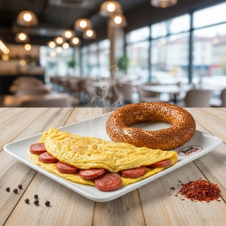 Sosisli Omlet Simit görseli