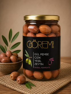Yeşil Gül Pembe Edremit Çizik Zeytin 400G görseli