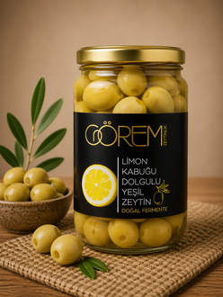 Yeşil Limon Kabuğu Dolgulu Zeytin 350G görseli