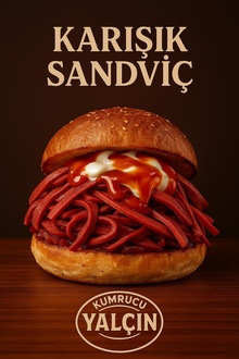 Hamburger Ekmeğine Karışık Sandviç görseli