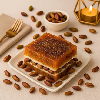 İçi Tane Antep Fıstıklı Kaymaklı Ekmek Kadayıfı (250 Gr.) görseli