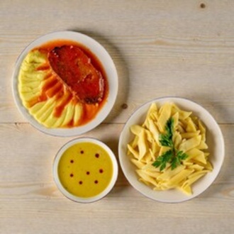 Püreli Rosto & Penne Makarna & Mercimek Çorbası Menü görseli