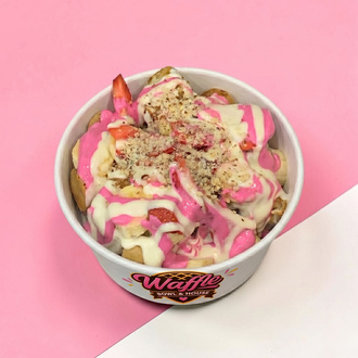 Pembe Beyaz Waffle Bowl (Büyük) görseli