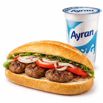 Yarım Ekmek Arası Kasap Köfte Ve Ayran görseli
