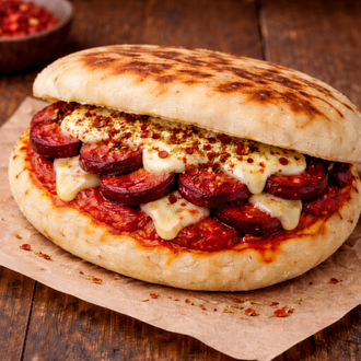 Salçalı Sucuklu Kaşarlı Bazlama görseli