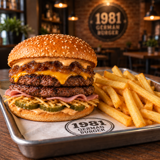 Double Munich Cheddar Melt & Patates Kızartması görseli