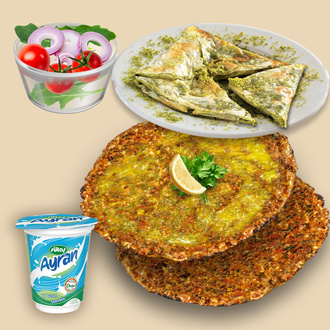 1 Cheddarlı 1 Sade Lahmacun + Katmer + Ayran görseli