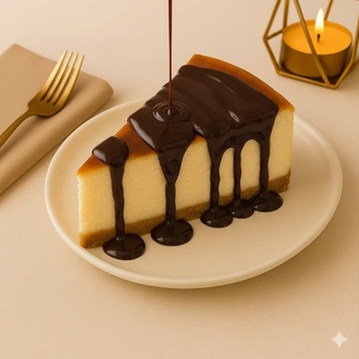 Çikolata Soslu Antep Fıstıklı İspanyol Usulü Cheesecake (Dilim) görseli