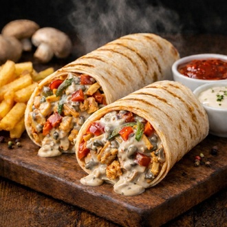 Kremalı Mantar Soslu Tavuk Döner Dürüm görseli