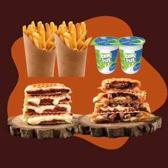 Tostella İki Kişilik Gurme Tost Menü – Kavurmalı & Sucuklu Kaşarlı görseli