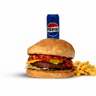 Acuka Soslu Menü (Burger+patates+330ml İçecek) görseli