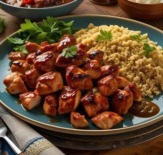 Barbekü Soslu Tavuk,bulgur Pilavı görseli