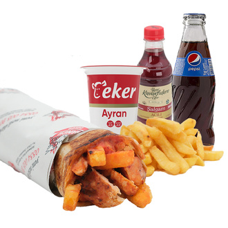 Kömürde Mega Hatay Usulü Tavuk Döner Dürüm Menü görseli