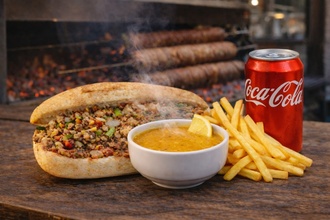 Üç Çeyrek Sebzeli  Kokoreç& Mercimek Çorbası &  Patates Kızartması& Uludağ Meyveli Gazoz görseli