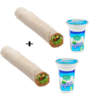 2 Mega Çiğköfte Dürüm + 2 Ayran (170Ml ) görseli