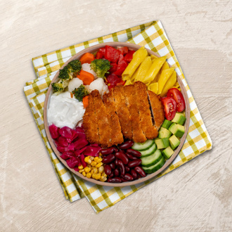 Makarnalı Schnitzel Bowl görseli