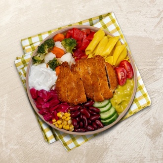 Makarnalı Schnitzel Bowl görseli