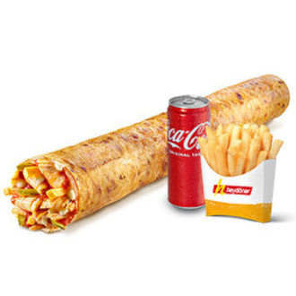 Tavuk Döner Mega (L) + Patates Kızartması(küçük) + Coca Cola (33 Cl.) görseli