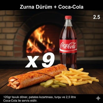 9’Lu Zurna Dürüm + Coca Cola görseli