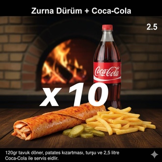 10’Lu Zurna Dürüm + Coca Cola görseli