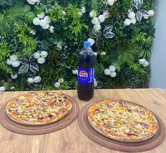 2 Orta Boy Pizza 1 Litre İçecek görseli