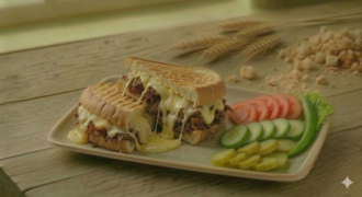 Yarım Ekmek Arası Kavurmalı & Kaşarlı Tost (Duble) görseli