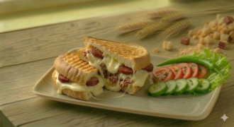 Yarım Ekmek Arası Beyaz Peynirli & Sucuklu Tost görseli