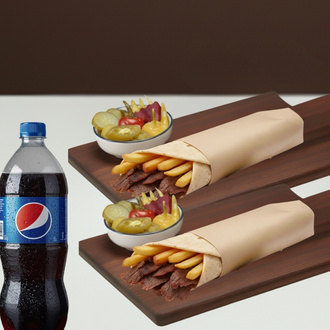 2'Li Pide Ekmeğinde Et Döner Dürüm Menü görseli