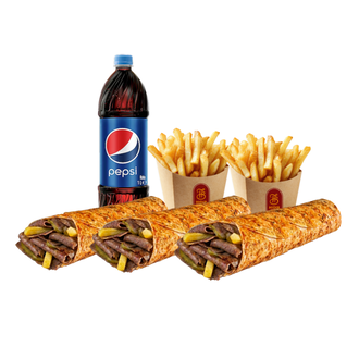 3'Lü Et Döner Medium Dürüm Menü görseli