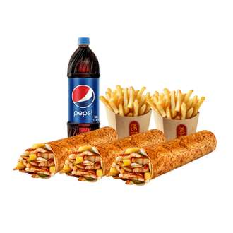 3' Lü Tavuk Döner Medium Dürüm Menü görseli