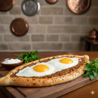 Kıymalı Kaşarlı Yumurtalı Pide görseli