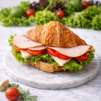 Beyaz Peynirli Hindi Füme Kruvasan Sandviç görseli