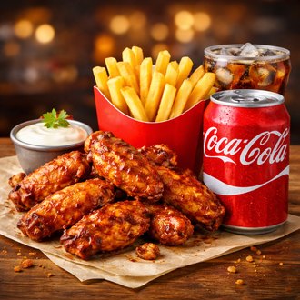 Kral Menü 8 Adet Çıtır Kanat + Kutu Kola + Patates Cips görseli