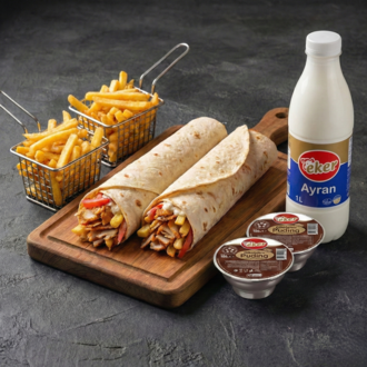 Süper Maxi Cips 2 'Li Dürüm 1 Litre Ayran (Menü) görseli