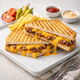 Cheddar Peynirli Kavurmalı Ayvalık Tostu görseli