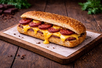 Cheddar Peynirli Sucuklu Yarım Ekmek Tost görseli