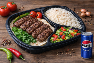 Izgara Köfte & Salata & Pilav & Kutu Kola görseli