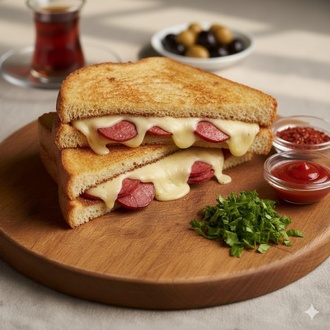 Sucuklu & Kaşarlı Tost (Yarım Baget Ekmek Arası) görseli