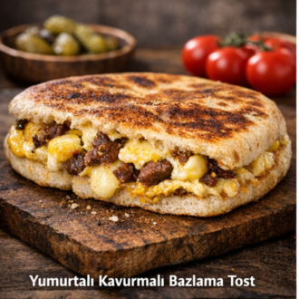 Yumurtalı Kavurmalı Bazlama Tost görseli