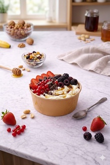 Labne & Kırmızı Meyveler Waffle Bowl görseli